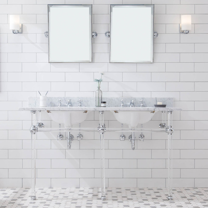 Empire Stone Oval Console Bathroom Sink with Faucet and Overflow, Chrome