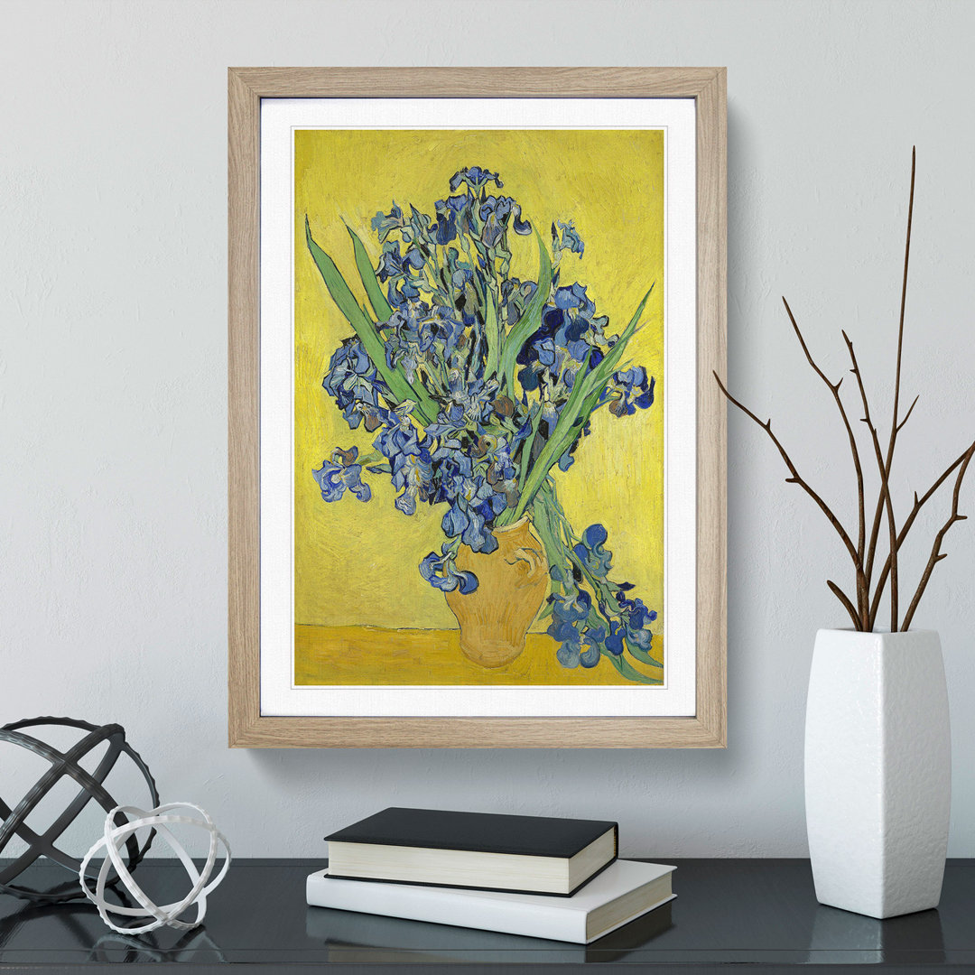 Iris Flowers in a Vase by Vincent Van Gogh - Framed Print