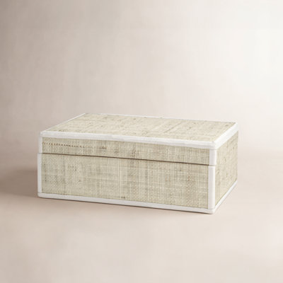 Hadaway Handmade Raffia and Leather Decorative Box