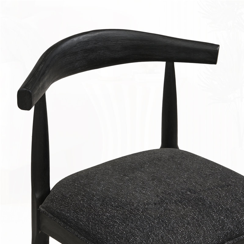 Tabouret de bar en bois, Tabouret de comptoir (siège d'une hauteur de 26,5, Siège noir / structure en bois