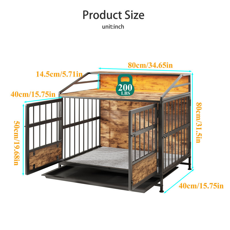 Caisse pour chien brune avec meubles doubles, Moyen (H 31,5 po x l 34,75 po x P 15,75 po)