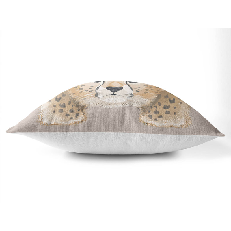Lil Lying Leopard Taupe Pillow, 18" H x 18" W