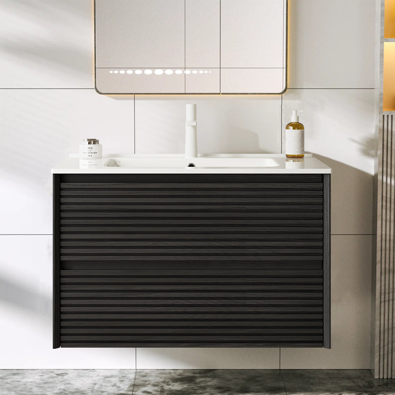 Meuble-lavabo mural moderne 30 po Mid-Century