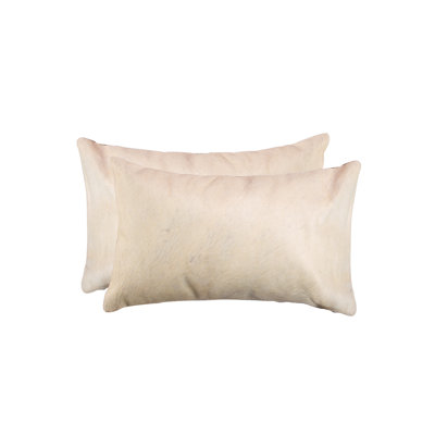  (Set of Two) 12" X 20" Cowhide Lumbar Throw Pillow