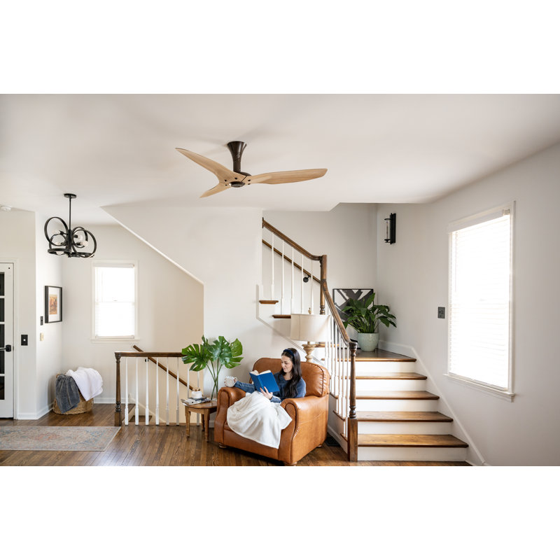 Haiku Smart Flush Mount Ceiling Fan, 60 inches, Oil Rubbed Bronze with Caramel Bamboo Blades