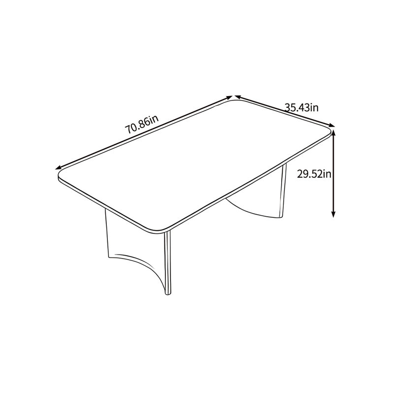 Elegant and stable dining table, 29.52"H x 70.86"L x 35.43"W