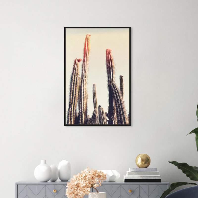 Cactus Lighting Bright Botanicals - reproduction de photo, H 24 po x l 16 po x P 1,5 po, Cadre flottant noir