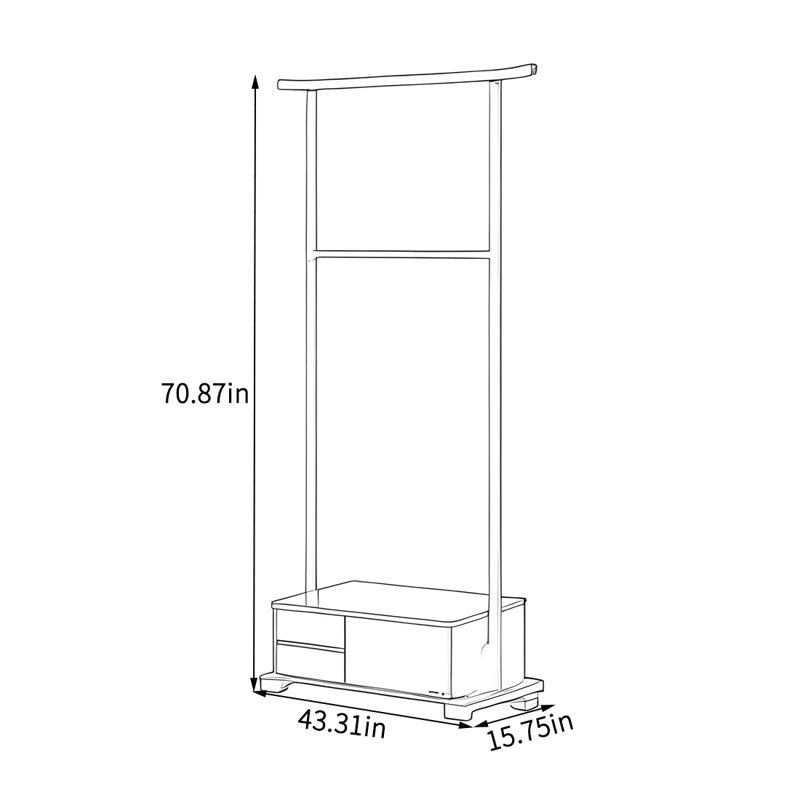Portemanteau en bois robuste avec rangement, Noyer