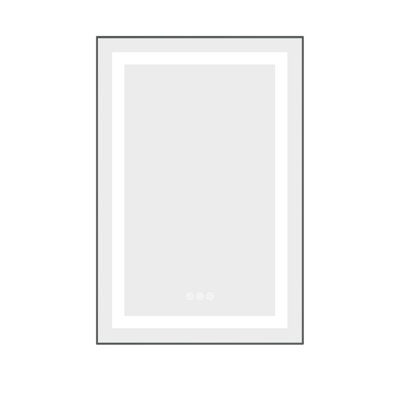 - Fog, 3 Color Led Bathroom Mirror, 20" X 32", Wall Mounted, Stepless Dimmable, Aluminum Frame, Ash Color, Dimmable Fog Mounted Ash, Memory