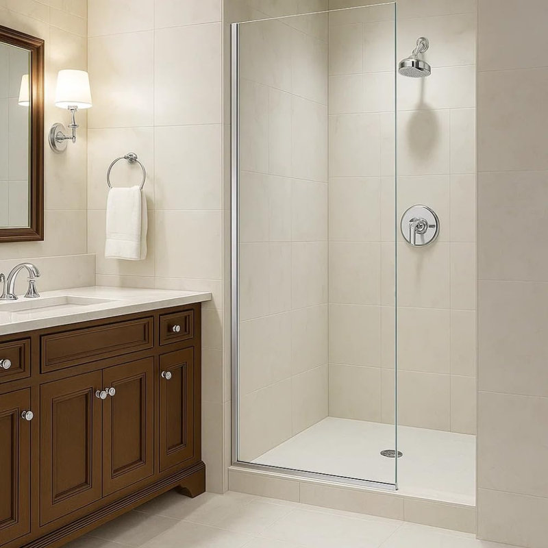 Panneau de douche fixe en verre pour salle de bain 24 po x 76 po - 3/8 po en verre trempé transparent avec finition chromée