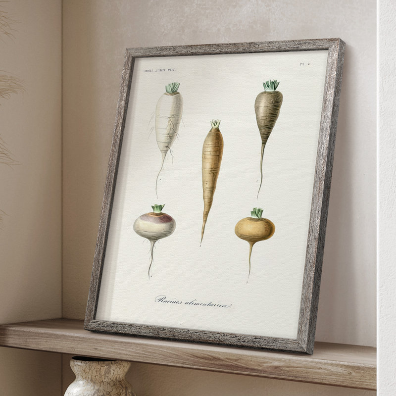 Reproduction encadrée de fruits et légumes variés - bois massif, H 21 po x l 17 po