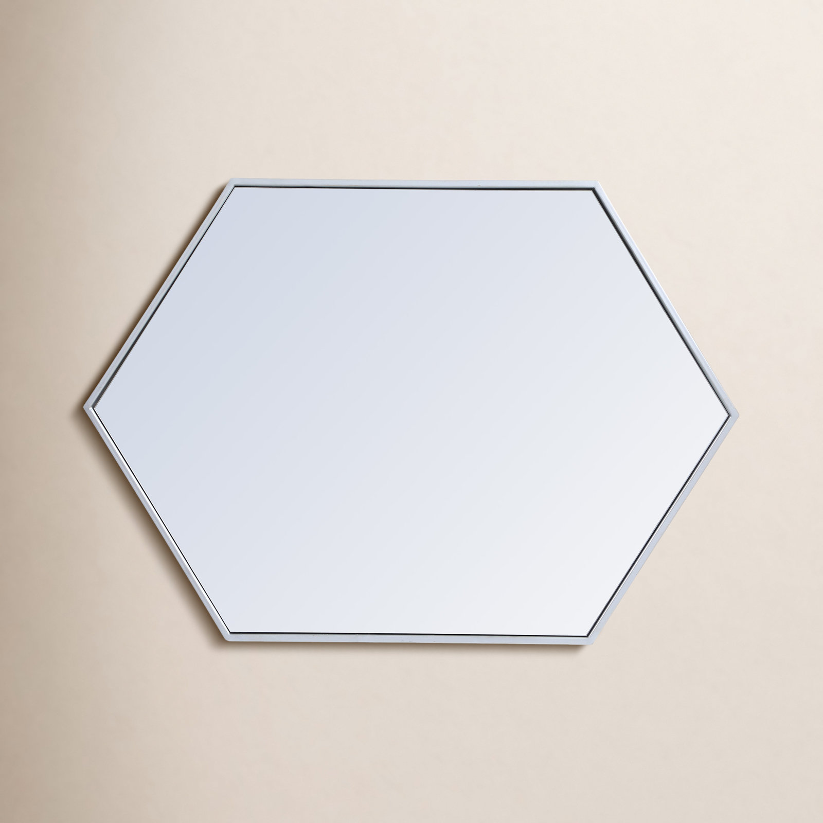 Sabine Metal Hexagon Wall Mirror, Silver, 35" x 41"
