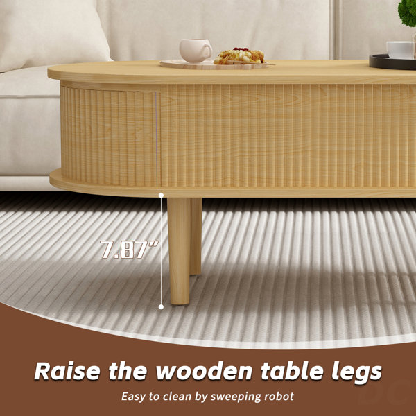Latitude Run® Fluted Lift Top Coffee Table With Hidden Compartment ...