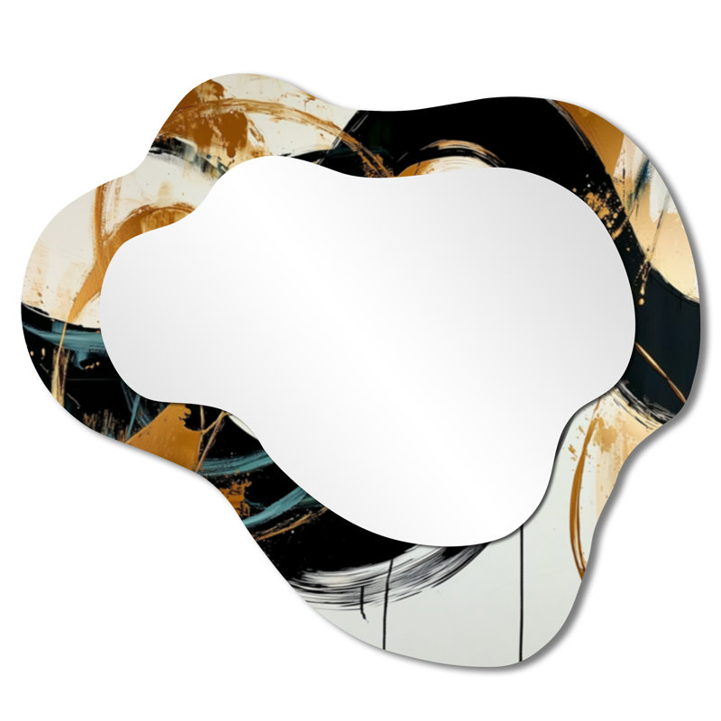 Miroir décoratif asymétrique doré et doré, 25 po x 28 po
