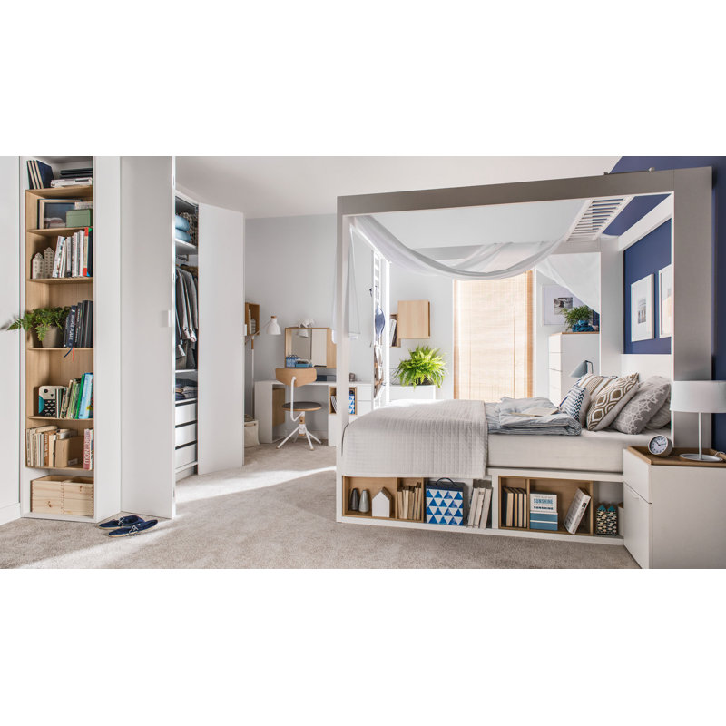 Reba Bookcase, White/Oak, H206 x W57 x D22cm