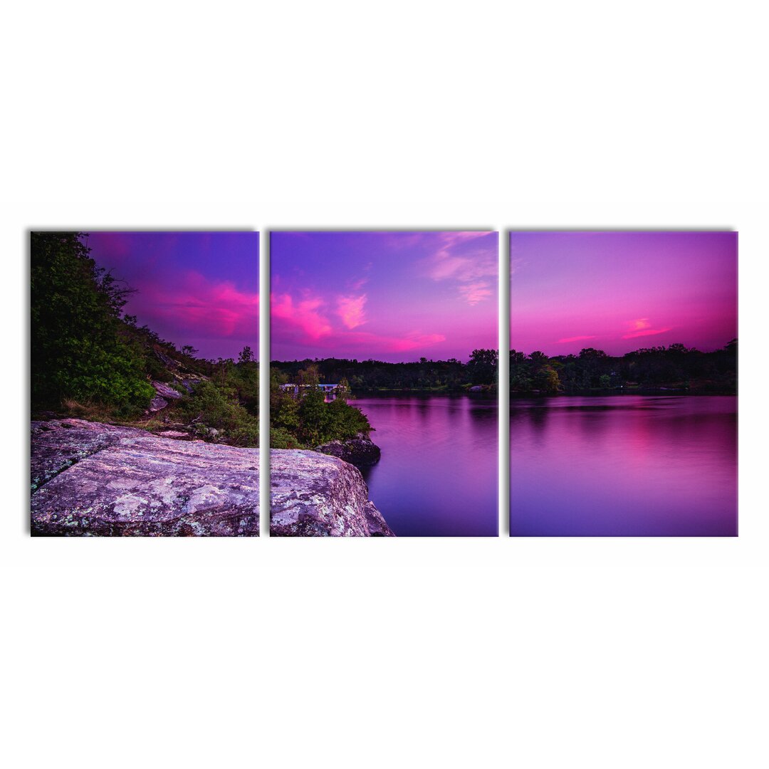 3-tlg. Leinwandbilder-Set Purple Seascape