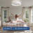20" White Low Profile Caged Dimmable Ceiling Fan With Led Light Remote And App Control Reversible Dc Motor-201670311