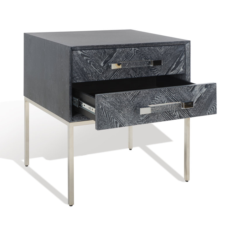 Sanford 2 - Drawer End Table, Black Cerused Oak