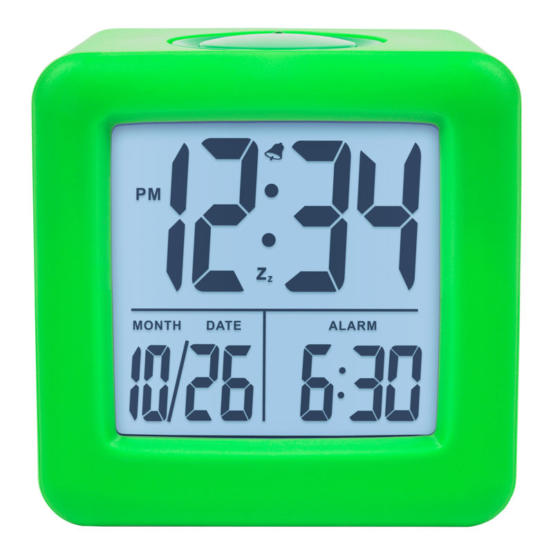 Digital Soft Cube Alarm Tabletop Clock in Green