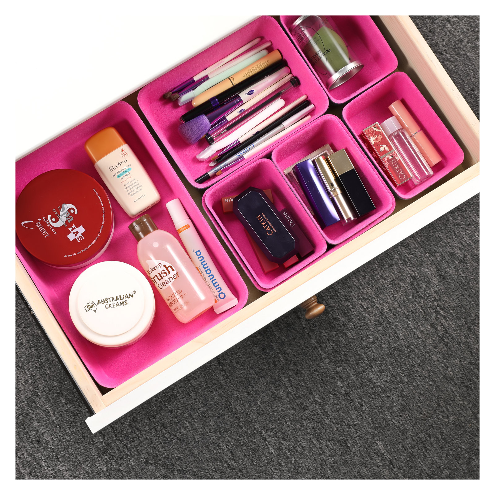 2.4'' H x 7.9'' W x 10.8'' D Organizer Set, Hot Pink