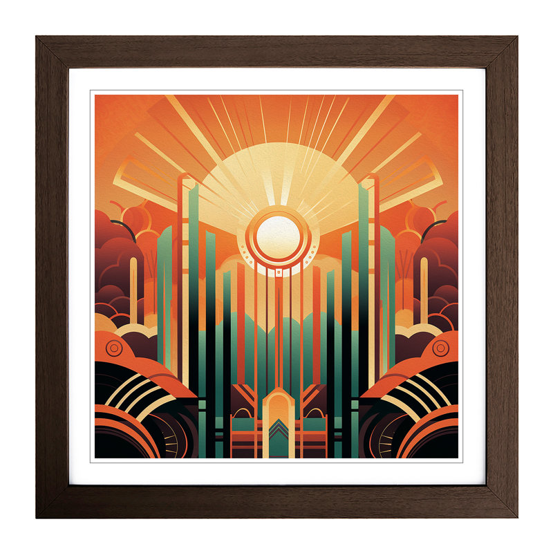 Sunrise Art Deco No.6 - Framed Print, Walnut