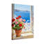 Vue de la fenêtre de plantes et de fleurs avec fleurs et mer-800010029