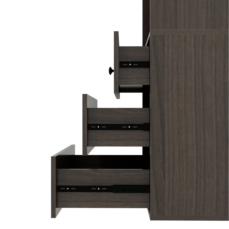 Système d'organisation l 23,6 po avec tiroirs, système d'organisation pour chambre à coucher, Marron foncé