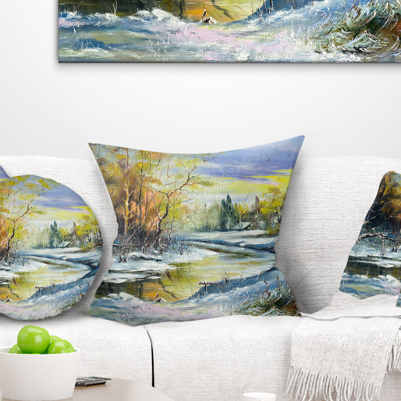 Coussin Landscape River, 18 po x 18 po, Carré