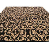 Hand Tufted Wool Floral Area Rug in Black