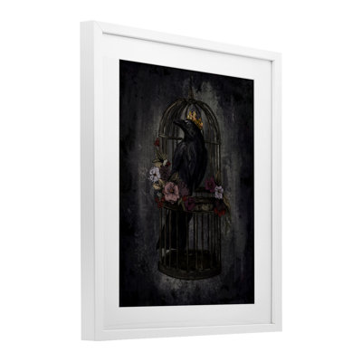 Raven King in Cage, reproduction encadrée sous verre, design par Denise Bartkus
