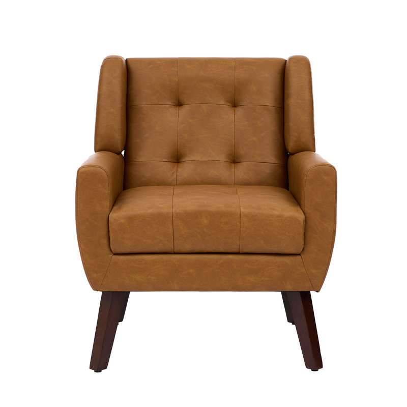 Jaqueze 73.7Cm Wide Tufted Armchair, Jaqueze Brown Faux Leather