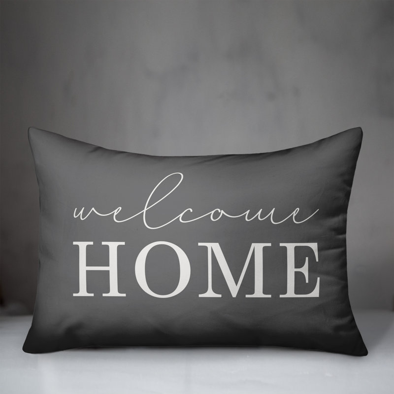 Textual Outdoor Throw Pillow, Gray