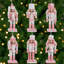 Nutcracker Soldier Christmas Ornaments - 3.25" - Pink And White - Set Of 6