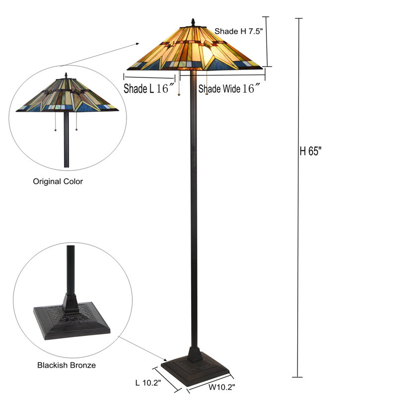 Akshara 65'' Antique Bronze Task Floor Lamp Set