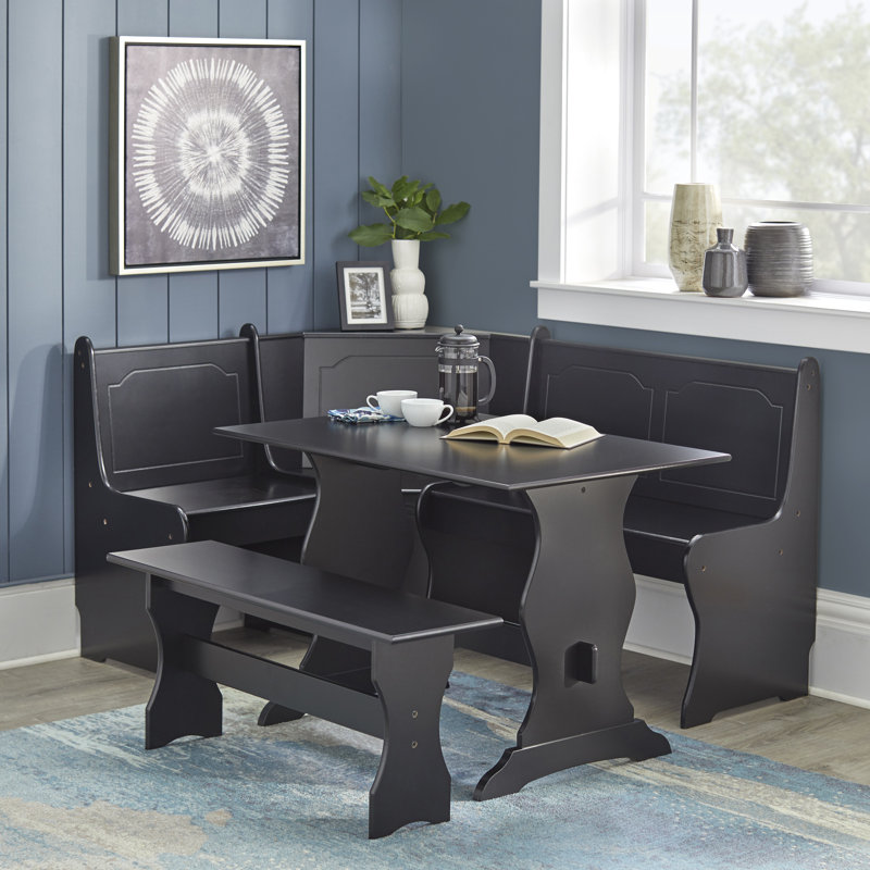 3Pc Bruce Dining Set With Hidden Storage, Black