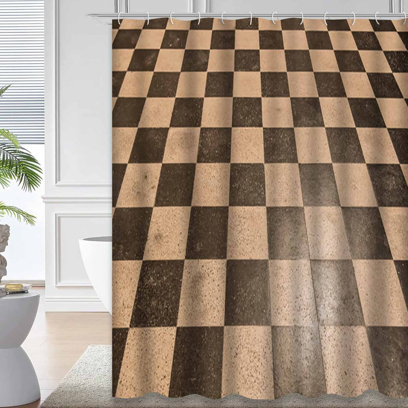 Toile de fond rétro à carreaux rétro noir avec 12 crochets, L 72 po x l 78 po