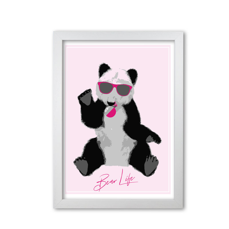 Bear Life - Painting, White Grain Frame, 85 cm H x 60 cm W x 5 cm D