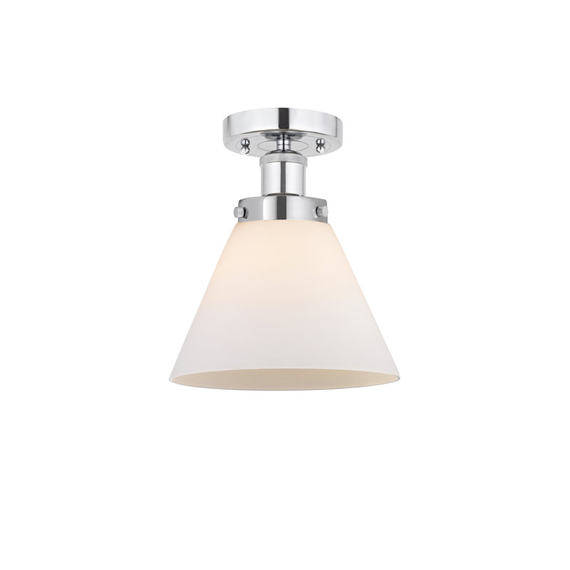Plafonnier semi-encastré en verre Congerville, Blanc mat, Chrome poli