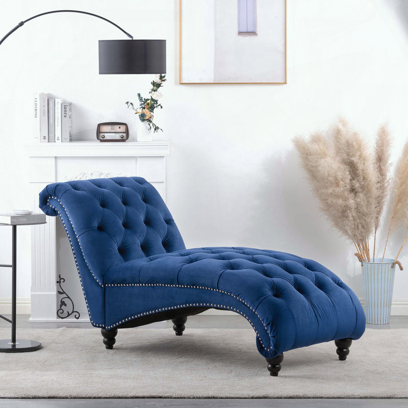 Chaise longue capitonnée sans accoudoirs - Tissu - Pieds en bouleau
