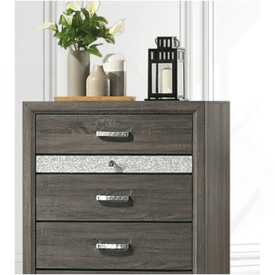 Contemporary Style 4-Drawers Chest 1Pc Metal Legs Acrylic Accent Drawer Handles Gray Finish Bedroom Furniture