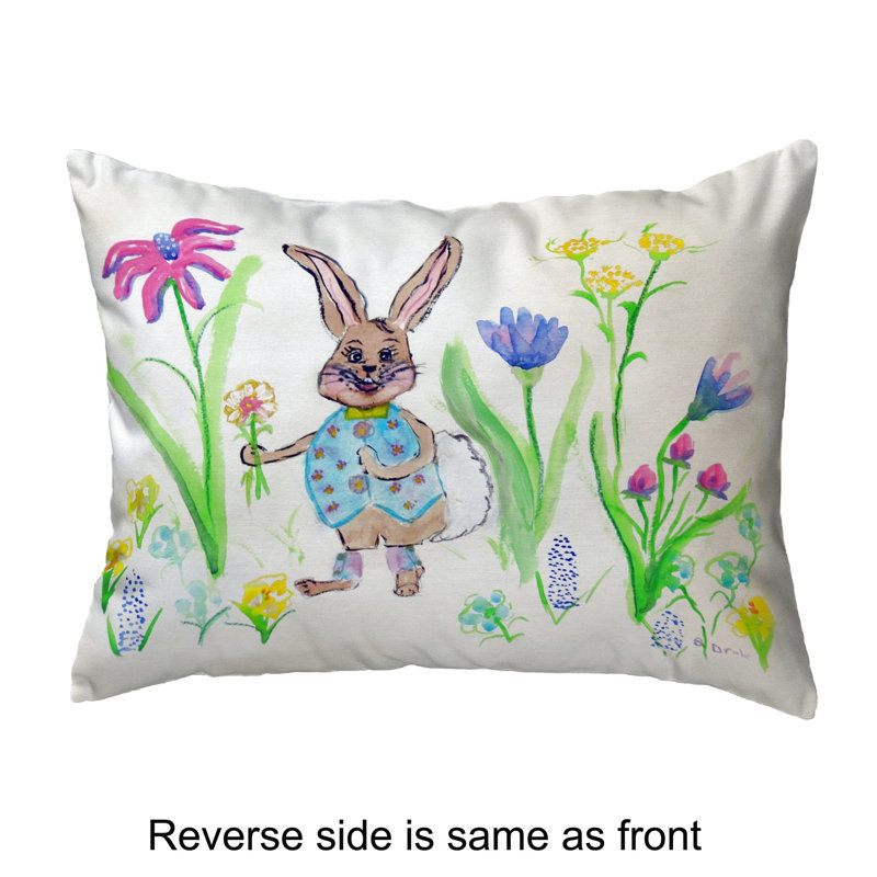  Coussin intérieur / extérieur Happy Bunny, 11 po x 14 po