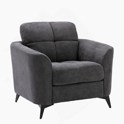 39"W Gray Woven Fabric Chair