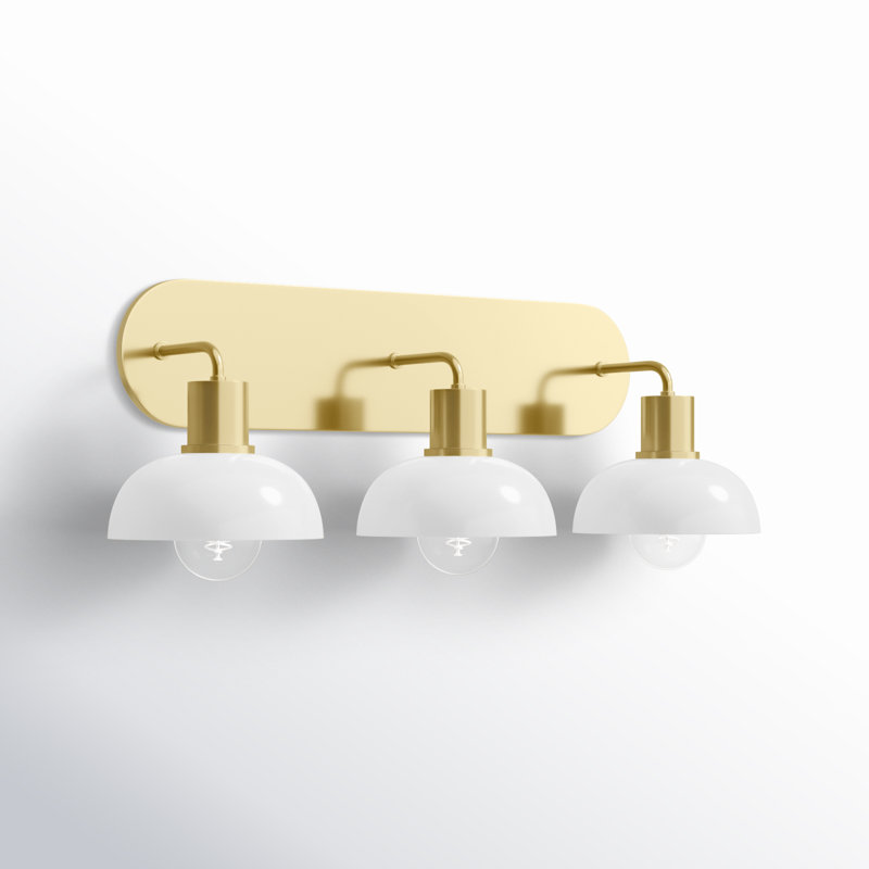 Calix 3 Light Frosted Dimmable Vanity Light, Aged Brass