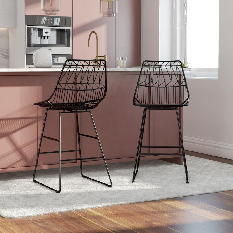 Counter Stool with Metal Frame, Black