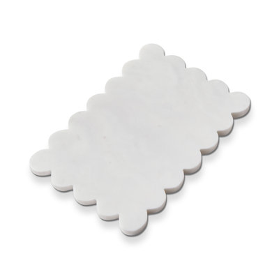 Scalloped Rectangle Marble Board White Everyday