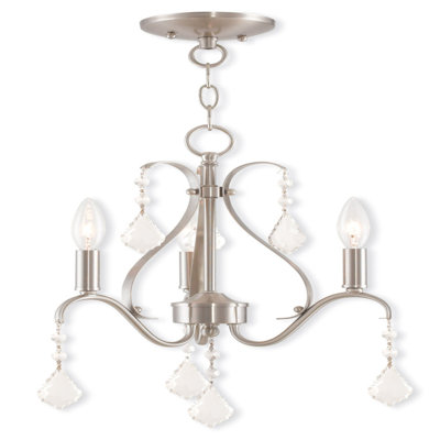 3 Light Antique Brass Chandelier With Steel Base Material