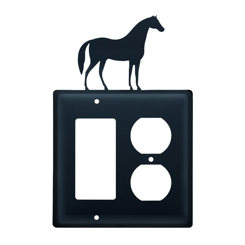 Horse 2-Gang Duplex Outlet / Rocker Combination Wall Plate