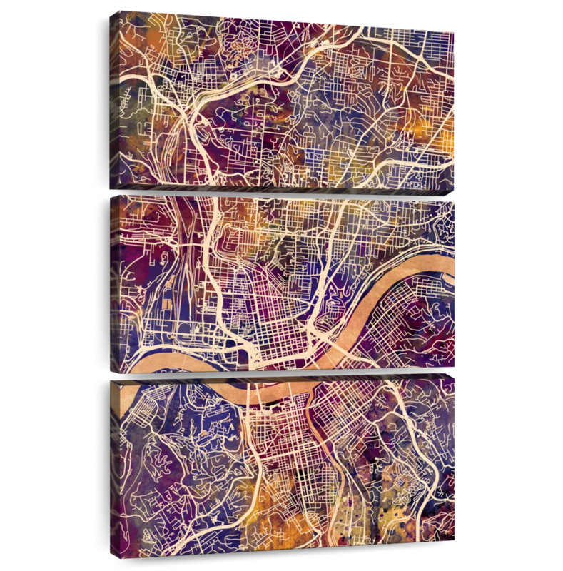 Carte de la ville de Aliaz, Cincinnati, Ohio II, H 45 po x l 28 po