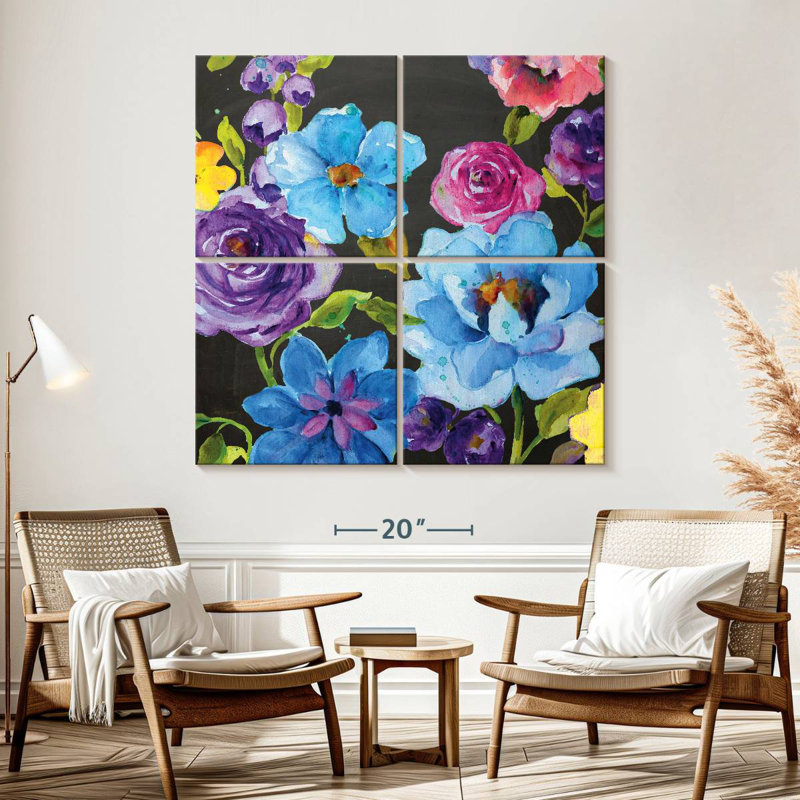 Harnek Chalk Flower Medley II, 57" H x 57" W