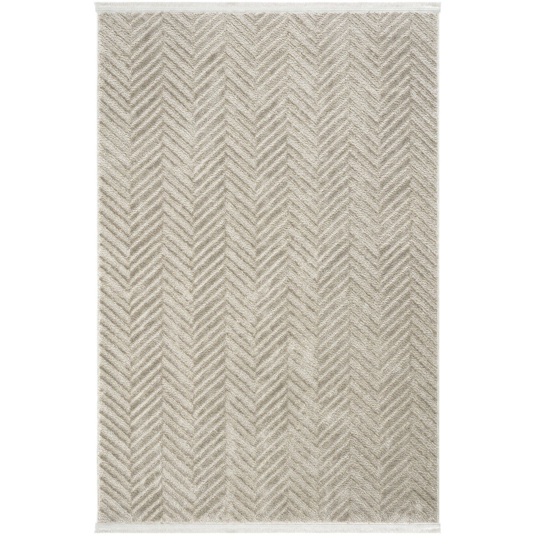 Beige Geometric,Scandi,Chevron Area Rug, Machine Made using Polyester with Grey and Modern design